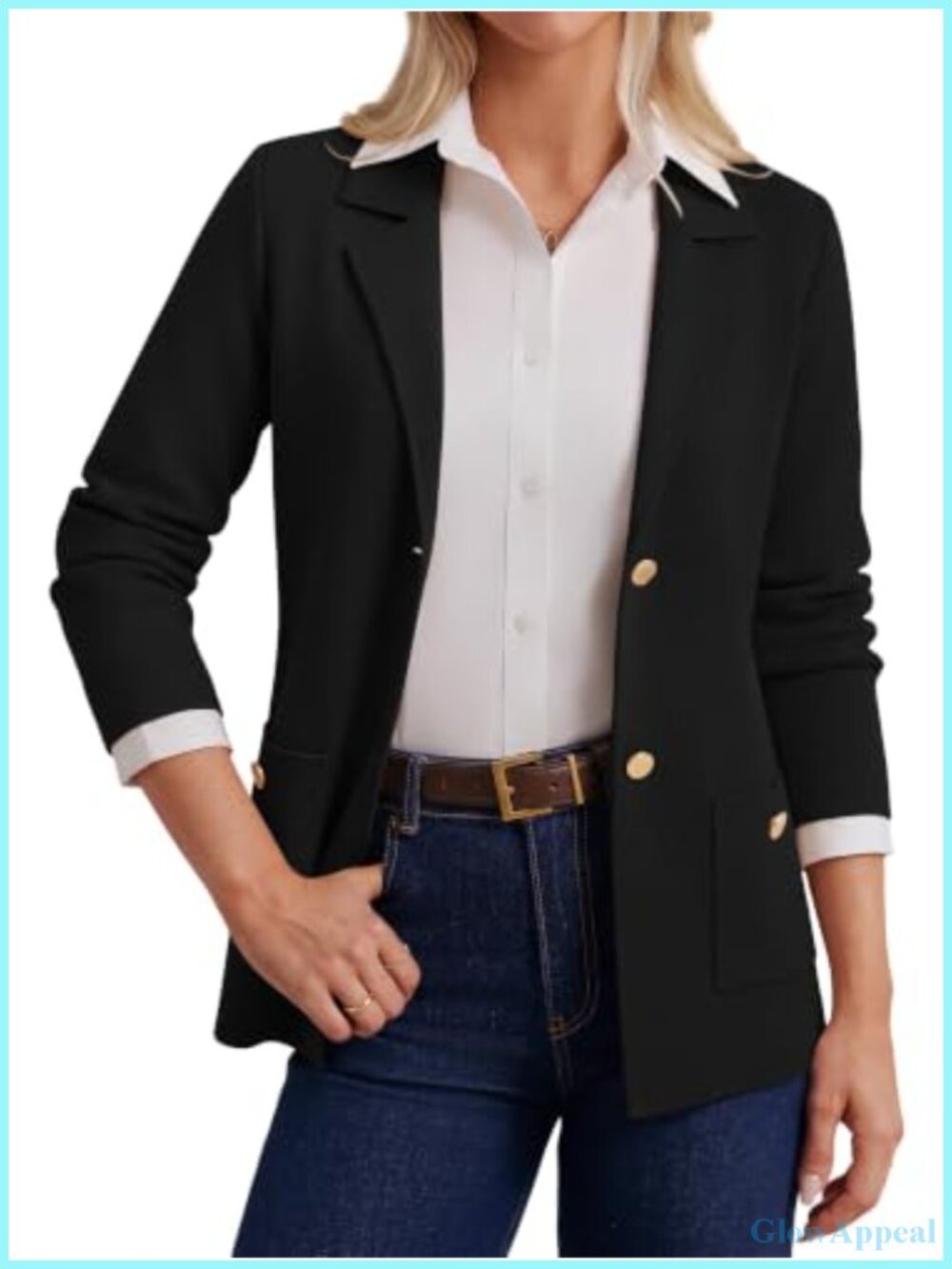 Knit Sweater Blazer Long Sleeve Button Down Business Casual Jacket
